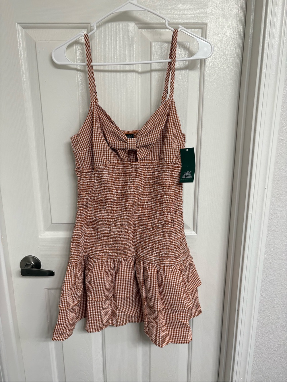 Target Burnt Orange Gingham Smocked Sundress